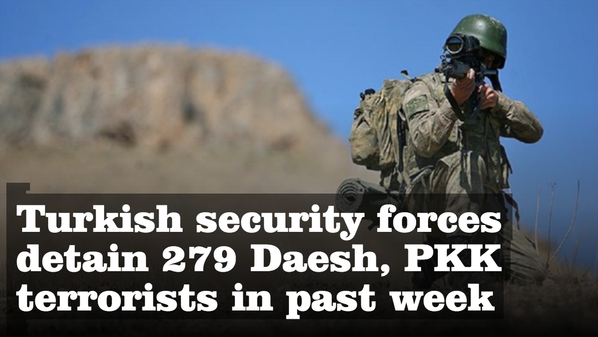 Turkish security forces detain 279 Daesh, PKK terrorists in past week