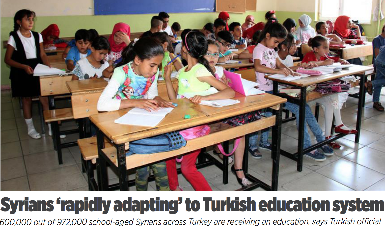 Syrians ‘rapidly adapting’ to Turkish education system