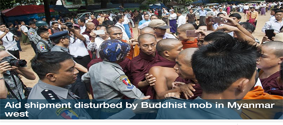 Aid shipment disturbed by Buddhist mob in Myanmar west