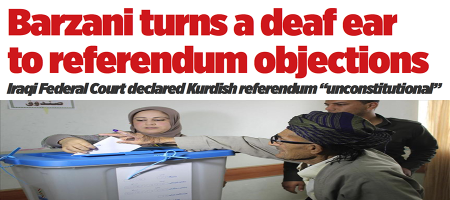 Barzani turns a deaf ear to referendum objections
