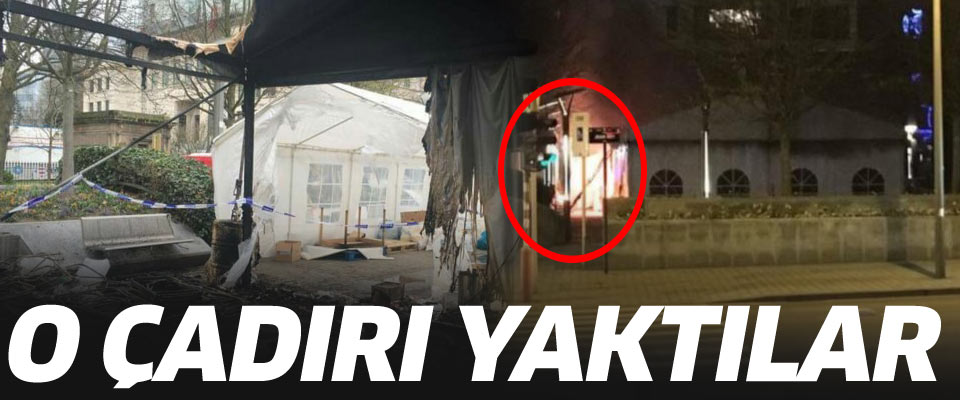 Brüksel'deki PKK çadırı yakıldı..
