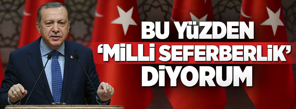 Erdoğan: Bu yüzden milli seferberlik diyorum 