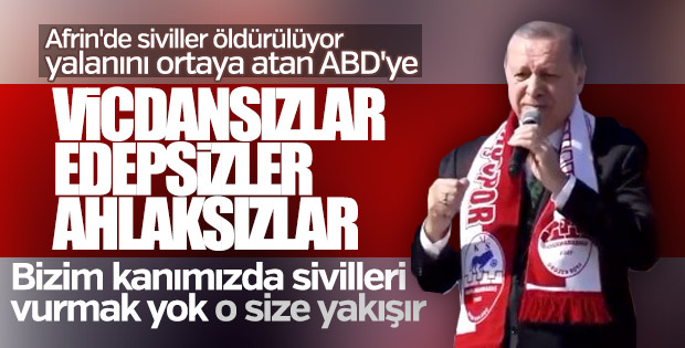 Erdoğan'dan ABD'ye: Sivilleri vurmak sizin kanınızda var