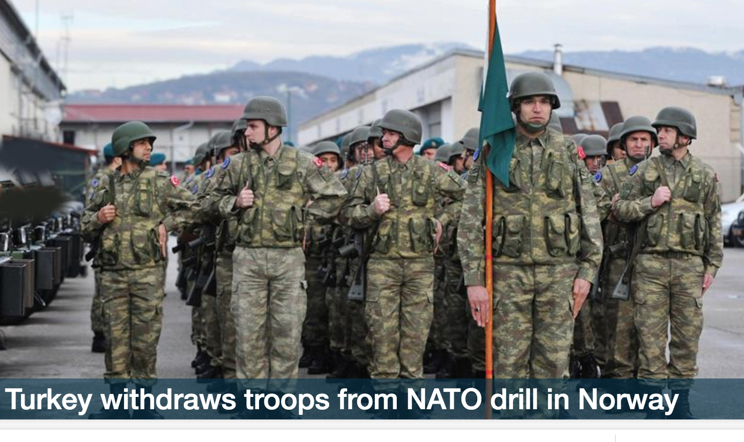 Turkey withdraws troops from NATO drill in Norway