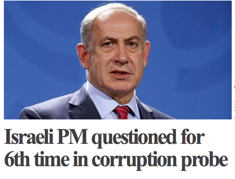 Israeli PM questioned for 6th time in corruption probe