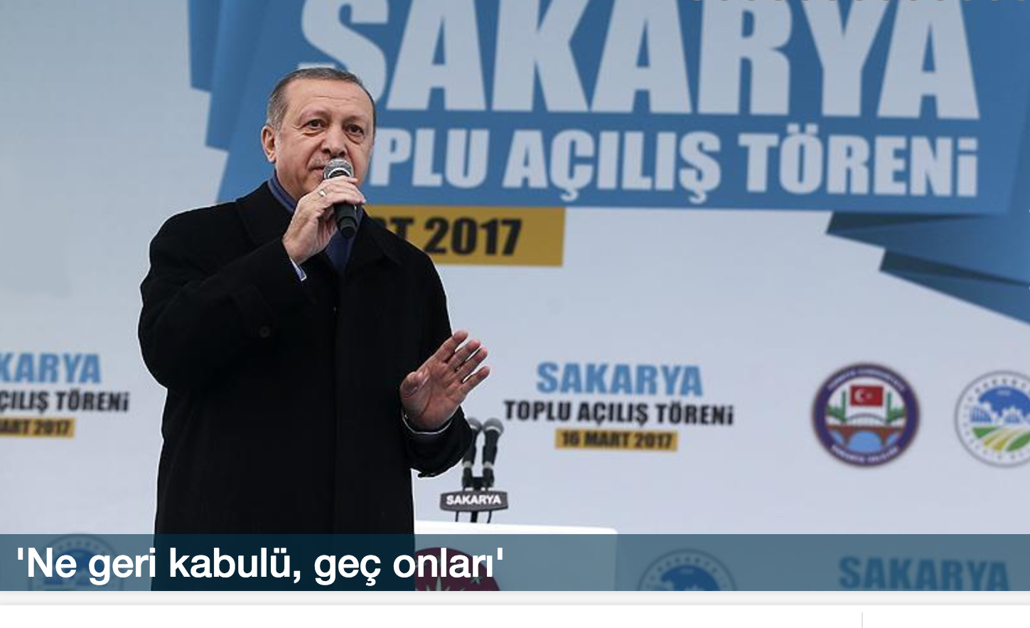 Cumhurbaşkanı Erdoğan, Sakarya'da konuştu: 'Ne geri kabulü, geç onları'
