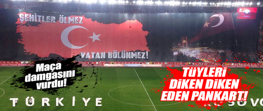 Türkiye-Kosova maçında tüyleri diken diken eden pankart!