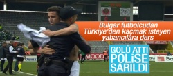 Konyasporlu Rangelov maç sonu polise sarıldı