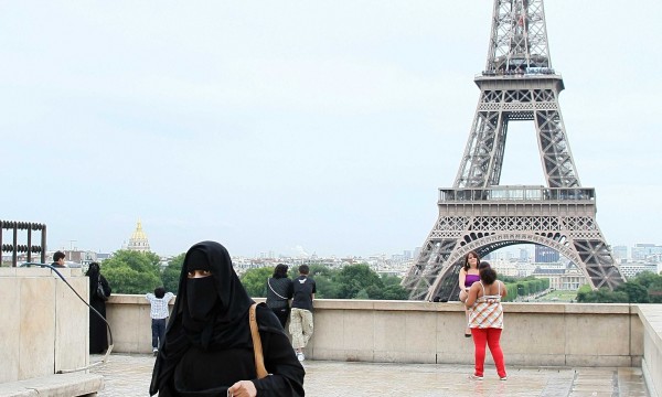 Muslim woman wearing the burqa in Paris