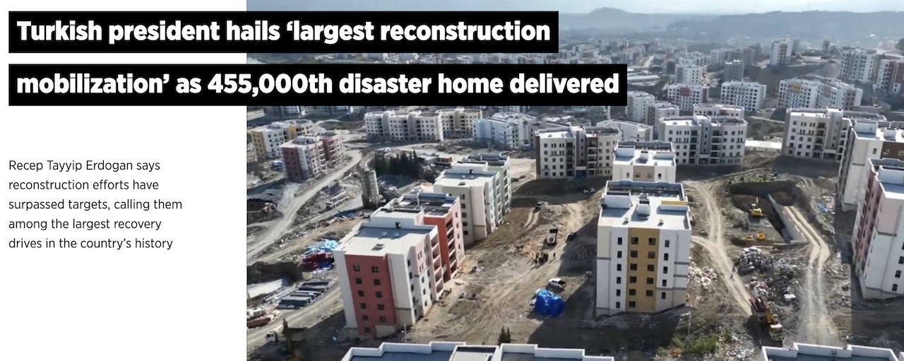 Türkiye delivered the 455,000th disaster housing unit to earthquake survivors